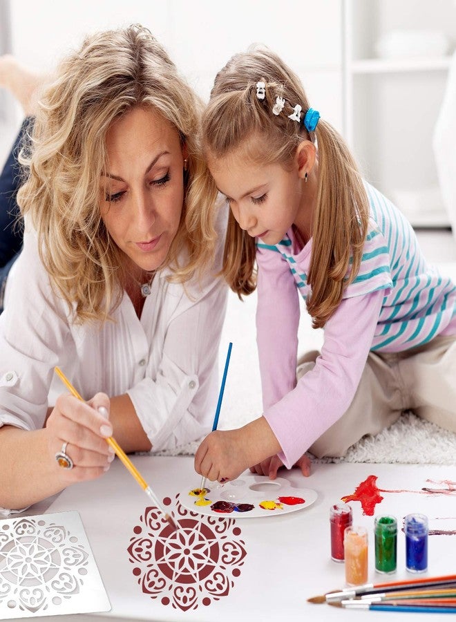 Zonon 10 Pieces Large Mandala Stencils Mandala Print Templates Reusable Painting Stencils Laser Cut Mandala Dot Stencils for Wall Tile Floor Fabric Furniture Painting DIY Supplies, 10 Styles, 2 Sizes - Image 4